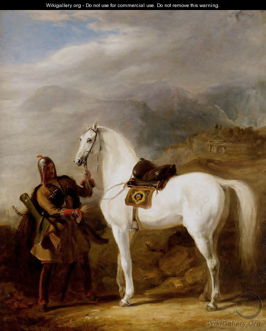 A Circassian chief preparing his stallion - Sir William Allan