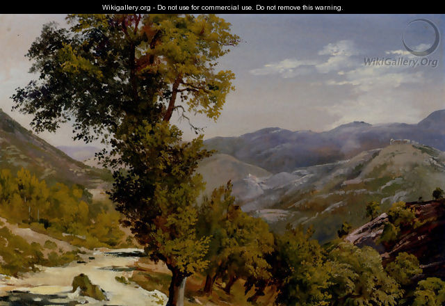 A Mountain View With A Path - Giovanni-Battista Camuccini