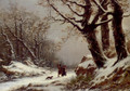 Travellers In Winter Woodland - Charles Joseph Lecointe