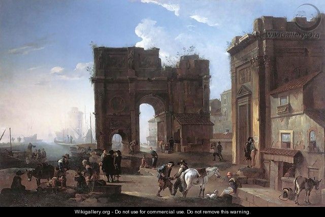 Harbour View with Triumphal Arch - Alessandro Salucci