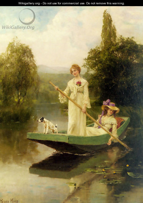 Two Ladies Punting on the River - Henry John Yeend King