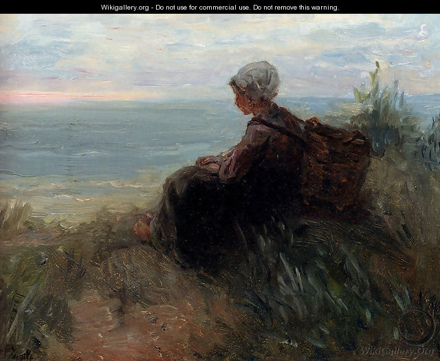 A Fishergirl On A Dunetop Overlooking The Sea - Jozef Israels