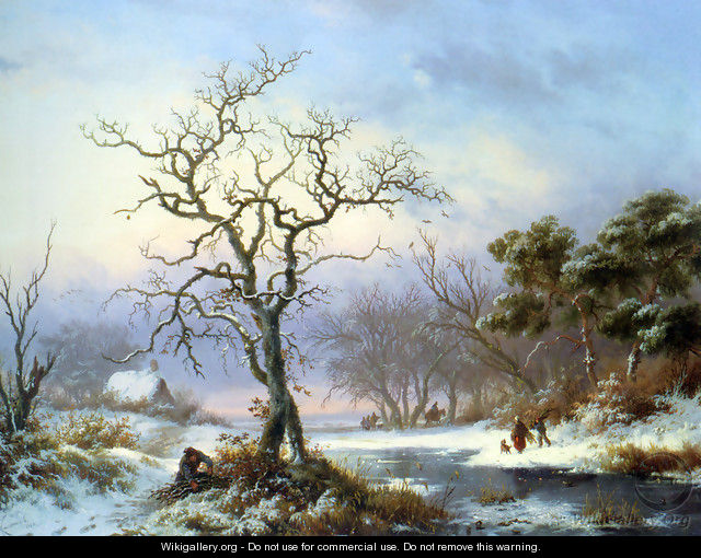 Faggot Gatherers in a Winter Landscape - Frederik Marianus Kruseman