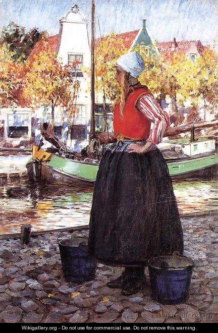 Woman Along Canal (or A Young Dutch Girl) - George Hitchcock