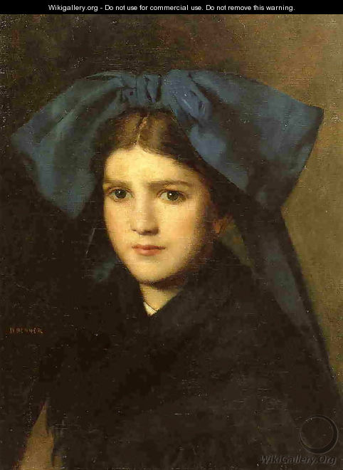 Portrait of a Young Girl with a Bow in Her Hair - Jean-Jacques Henner