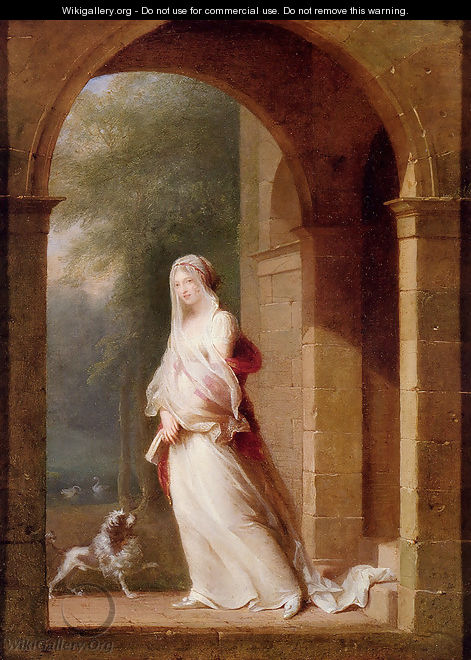 A Young Woman Standing In An Archway - Jean-Baptiste Mallet