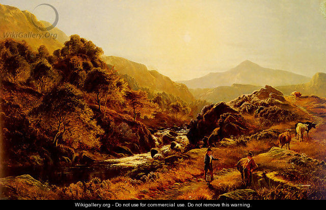 Figures On A Path By A Rocky Stream - Sidney Richard Percy