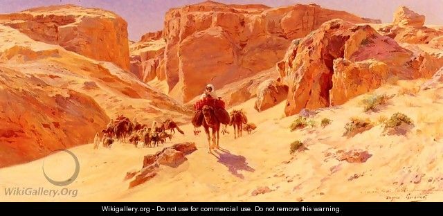Caravan In The Desert - Eugène-Alexis Girardet