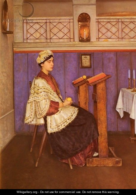 Young Woman in the Synagogue - Isidor Kaufmann