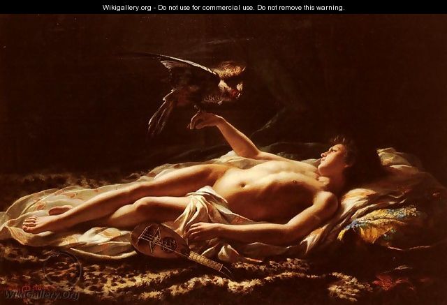 Nu Masculin Avec Faucon (Male Nude with Falcon) - Germain Detanger