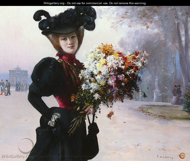 La Femme Au Fleurs, Jardin Du Tuileries (Lady with Flowers, Garden of the Tuileries) - Fernand de Launay