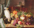 Still Life With Fruit and a Cockatoo - Josef Schuster