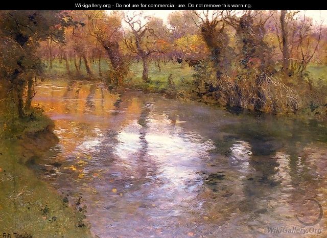 An Orchard On The Banks Of A River - Fritz Thaulow