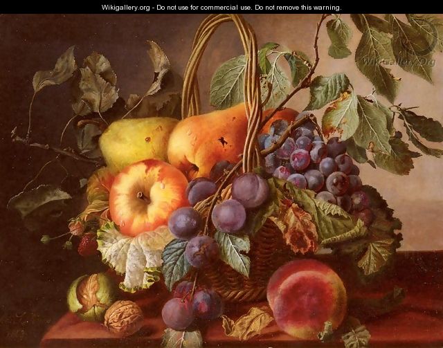 A Still Life With A Basket Of Fruit - Virginie de Sartorius