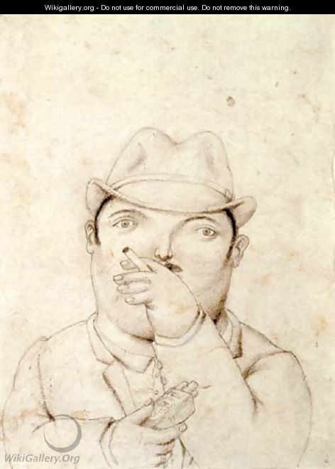 Man Smoking Hombre Fumando - Fernando Botero