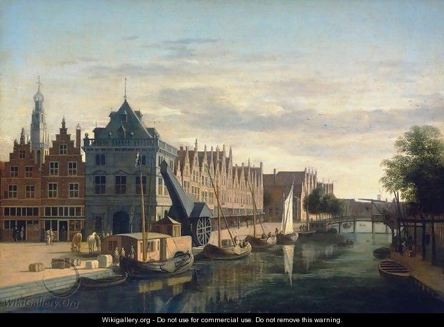 The Weigh-House and Crane on the Spaarne at Haarlem - Gerrit Adriaensz Berckheyde