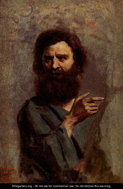 Head Of Bearded Man (A Study For The Baptism Of Christ) - Jean-Baptiste-Camille Corot