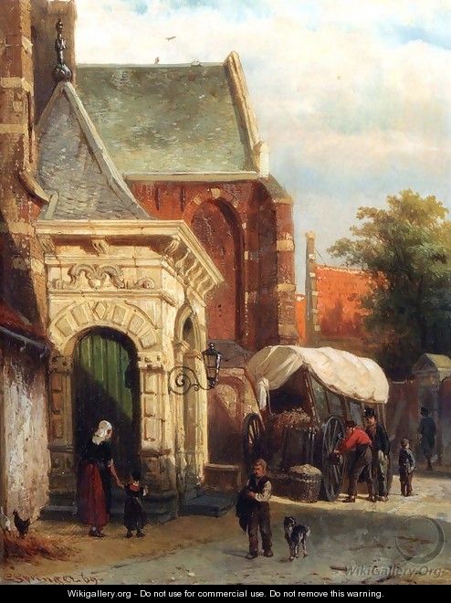 A View Of The South Entrance Of The St. Pancras Church, Enkhuizen - Cornelis Springer