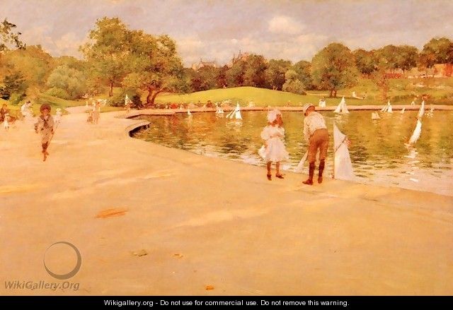 Lilliputian Boat-Lake - Central Park (or Lilliputian Boats in the Park; Central Park) - William Merritt Chase