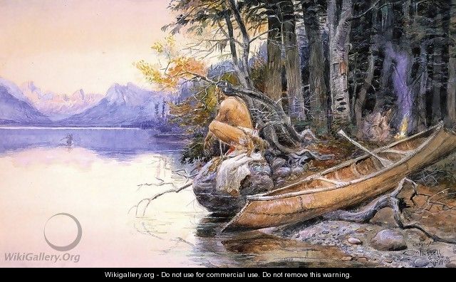 Indian Camp - Lake McDonald - Charles Marion Russell