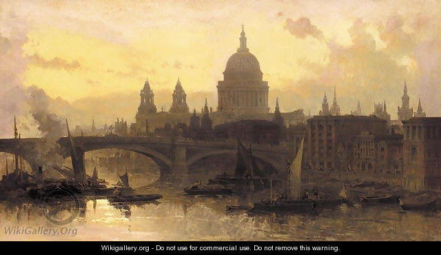 St. Pauls from the Thames, Looking West - David Roberts