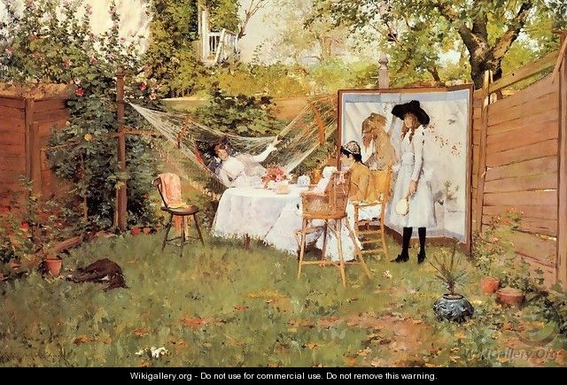 The Open Air Breakfast (or The Backyard, Breakfast Out of Doors) - William Merritt Chase