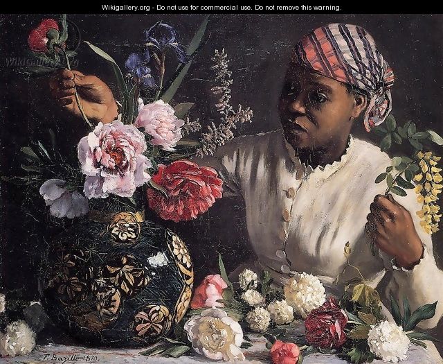 African woman with Peonies, 1870 - Frederic Bazille