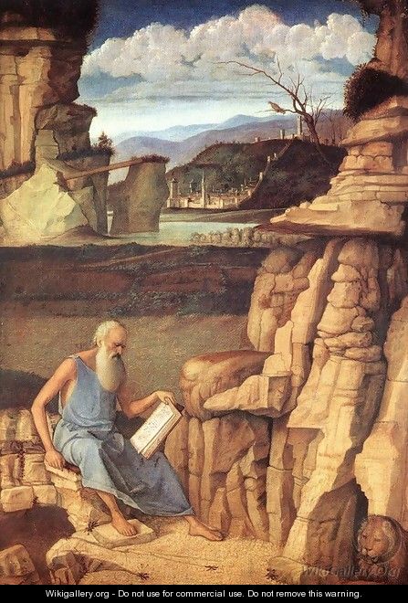 St. Jerome Reading in the Countryside - Giovanni Bellini