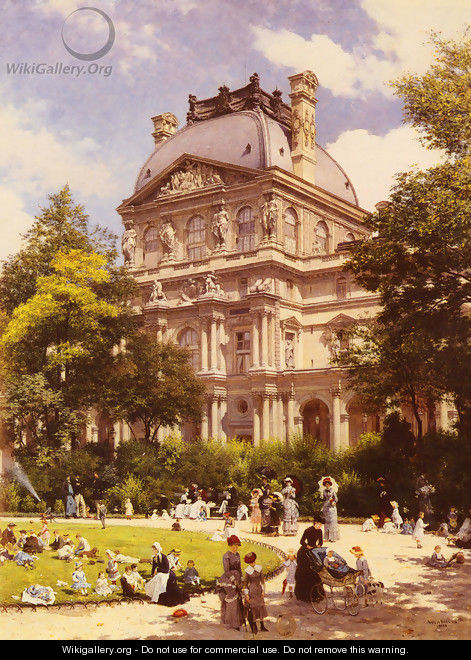 Les Jardins Du Carrousel Et Le Pavillon Richelieu A Paris (The Gardens of the Carrousel and the Richelieu Pavillion in Paris) - Louis Beroud