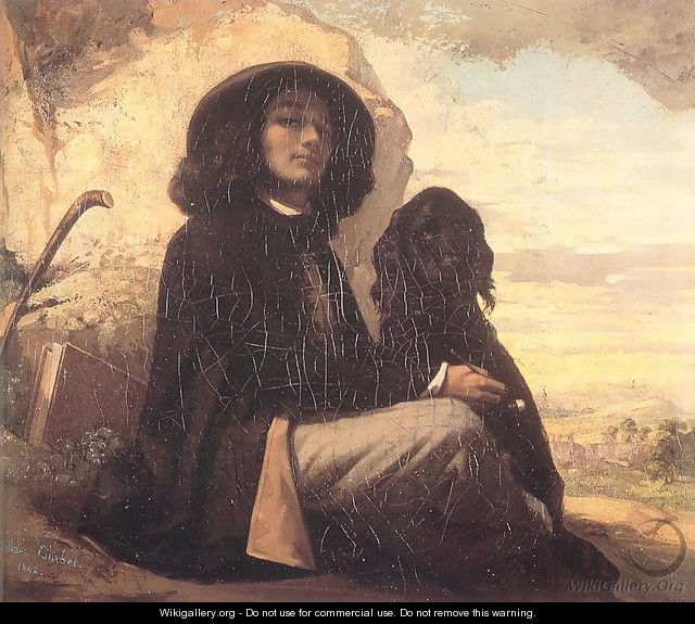 Self Portrait (or Courbet with a Black Dog) - Gustave Courbet