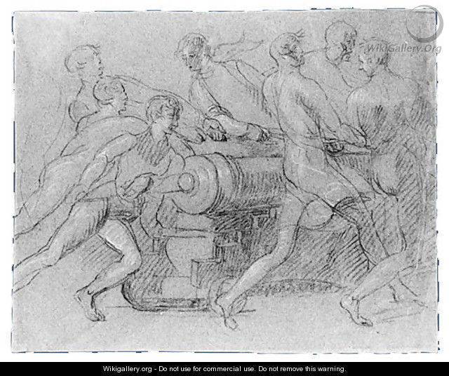 Sailors Maneuvering a Cannon, Possibly a Study for - John Singleton Copley