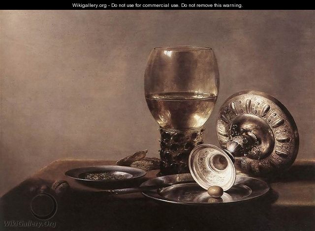Still Life with Wine Glass and Silver Bowl 2 - Pieter Claesz.
