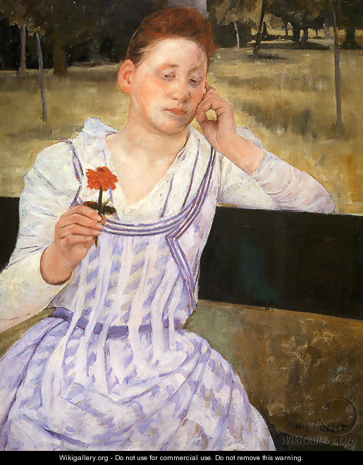Woman With A Red Zinnia - Mary Cassatt