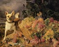 A Dog By A Basket Of Grapes In A Landscape - Ferdinand Georg Waldmuller