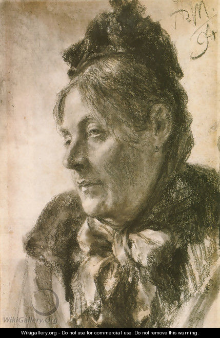 The Head of a Woman - Adolph von Menzel