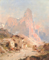 Figures in a Village in the Dolomites - Franz Richard Unterberger