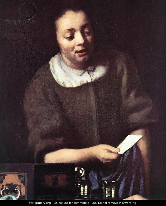 Lady with Her Maidservant Holding a Letter [detail: 2] - Jan Vermeer Van Delft
