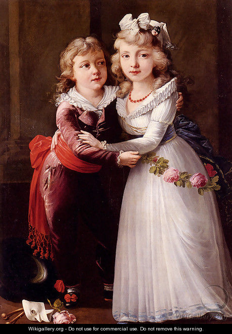 Portrait Of A Young Boy And Girl - Joseph Dorffmeister