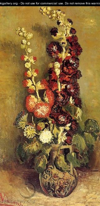 Vase With Hollyhocks - Vincent Van Gogh