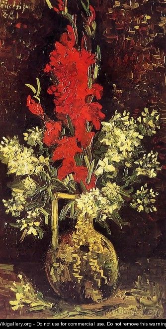 Vase With Gladioli And Carnations II - Vincent Van Gogh