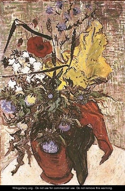 Wild Flowers And Thistles In A Vase - Vincent Van Gogh