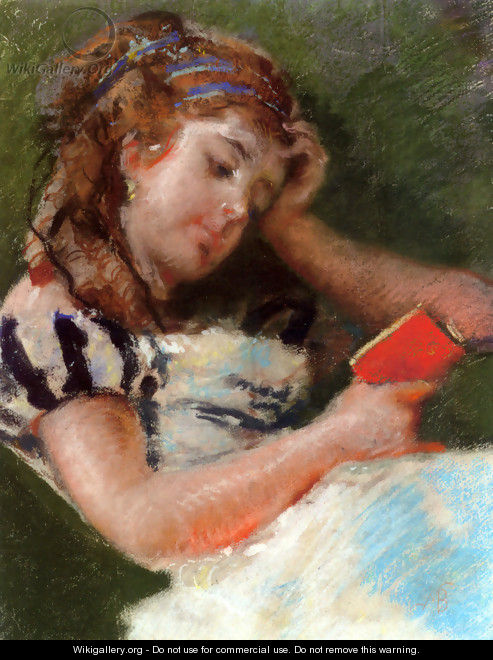 A Young Girl Reading - Mose Bianchi