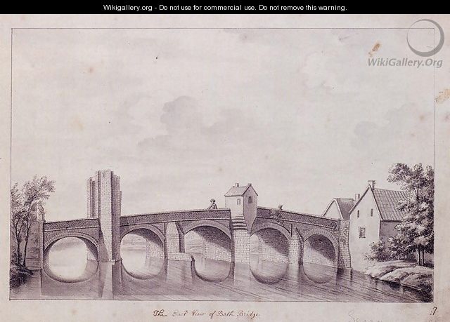 The East View Of Bath Bridge, Somerset - Bernard Lens III