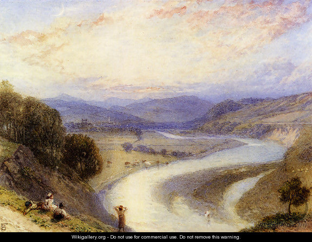Melrose Abbey From The Banks Of The Tweed - Myles Birket Foster