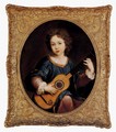 A Young Girl Playing A Guitar - Pierre Mignard