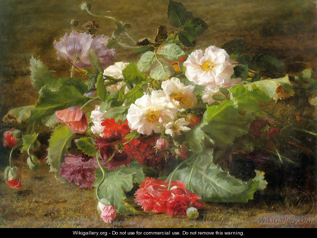 Poppies and Wild Roses - Geraldine Jacoba Van De Sande Bakhuyzen