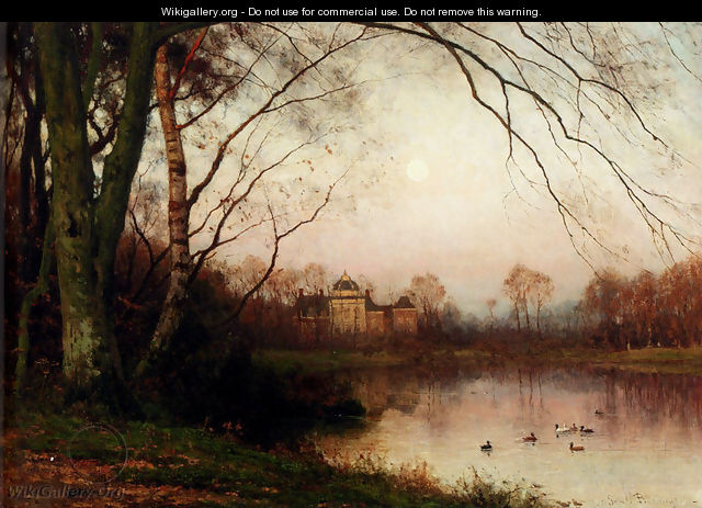 A Woodland With Ducks In A Pond - Julius Jacobus Van De Sande Bakhuyzen