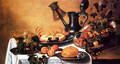 Still Life Of Fruit With Crab, Overturned Roehmer On Spout Of Jug - Cornelius Kruys