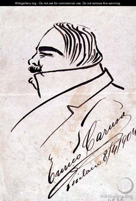 Enrico Caruso, operatic tenor, caricature by himself, 1904 - Enrico Caruso
