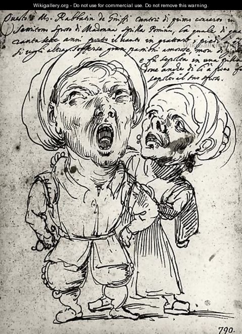Caricature of Rabbatin de Griffi and his wife Spilla Pomina - Agostino Carracci